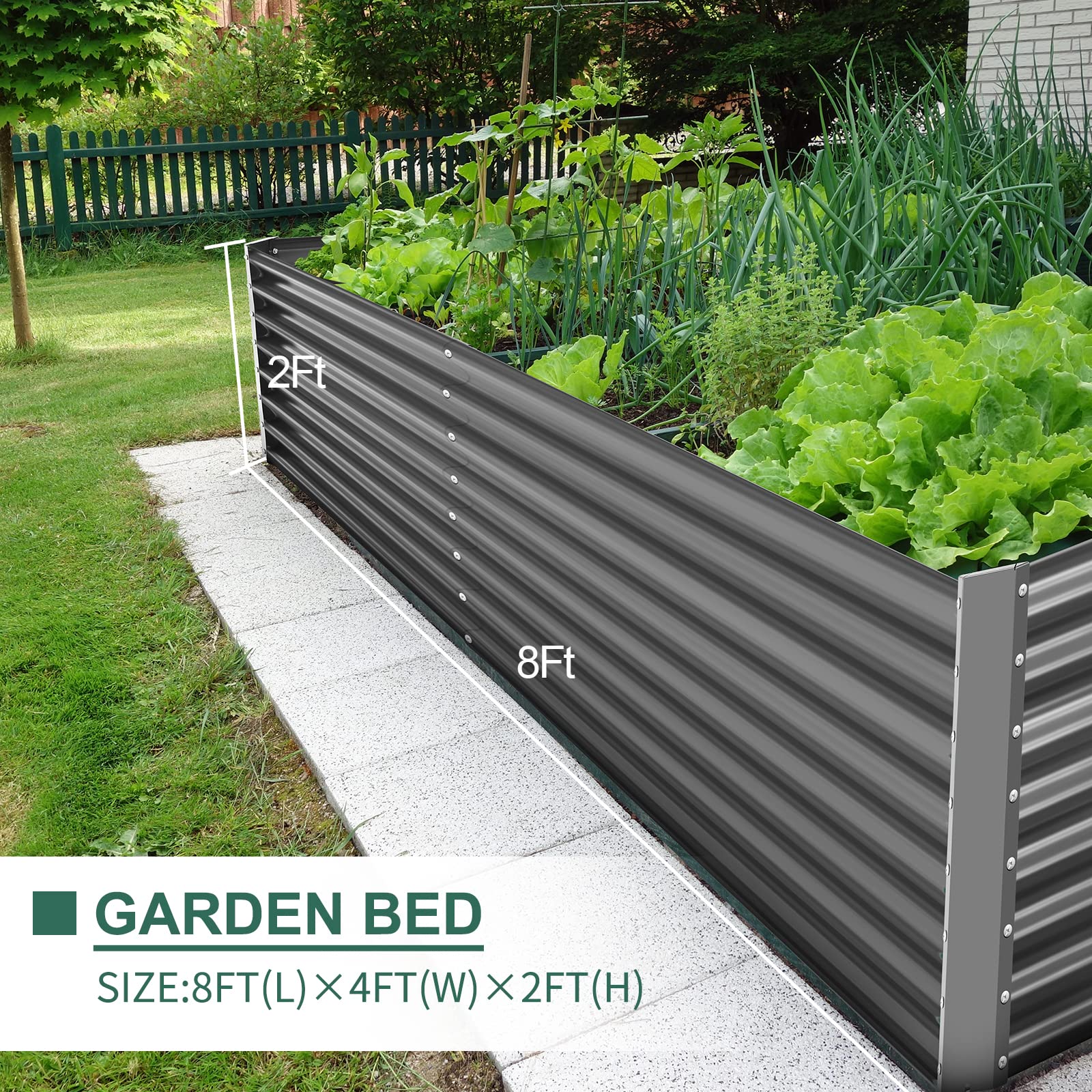 Land Guard grey outdoor raised bed ideal for vegetable planting.