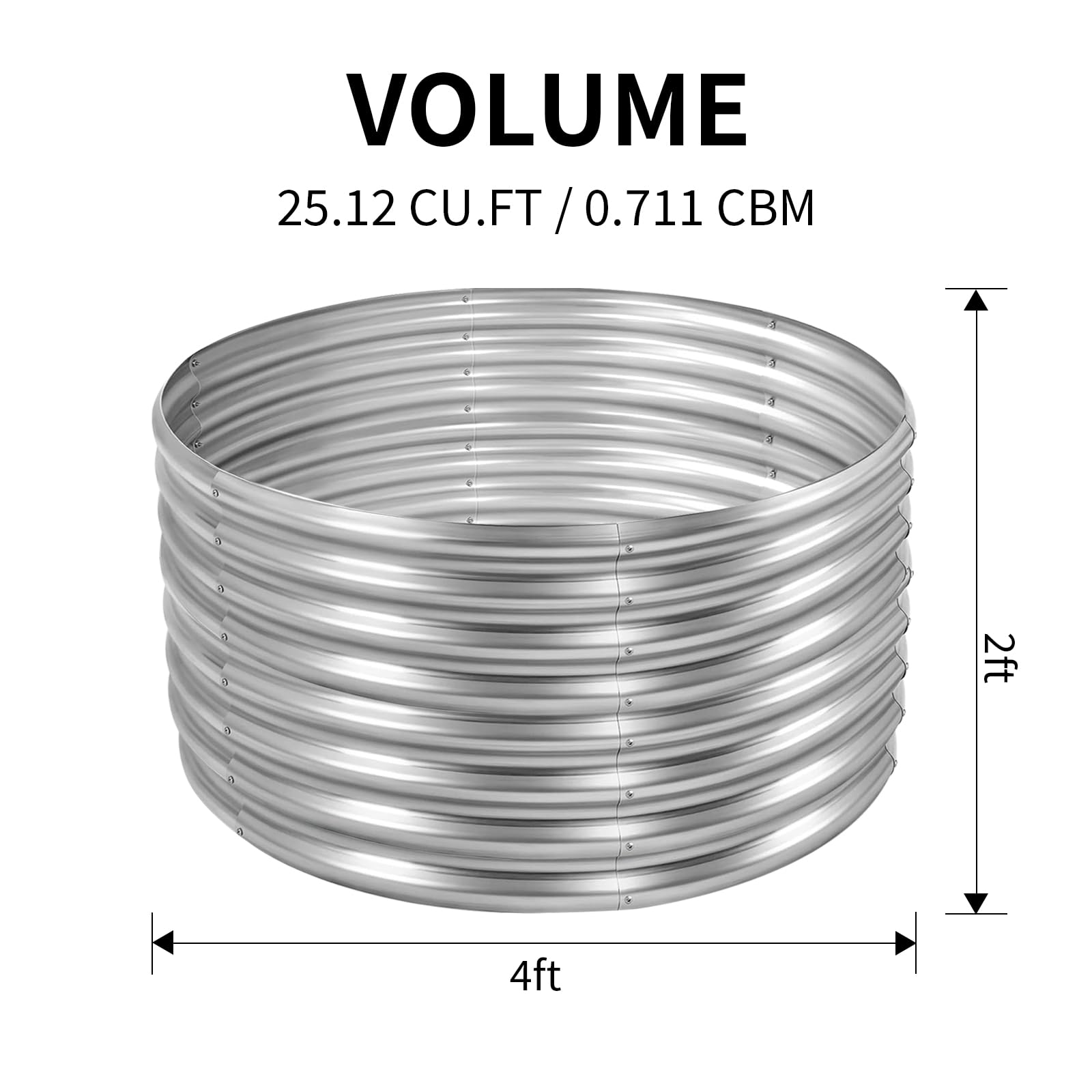 Land Guard oval-design galvanized bed highlighting durability outdoors.