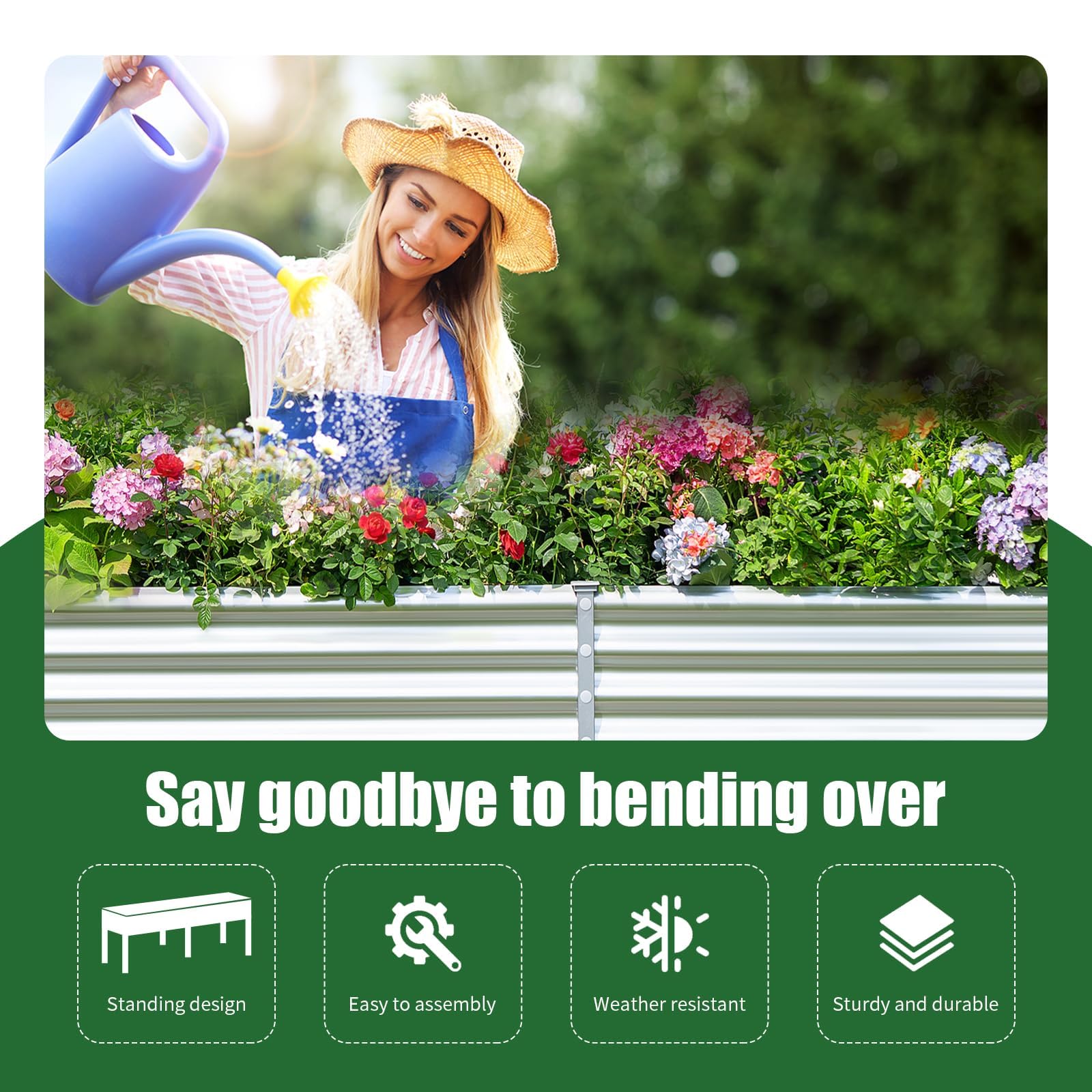 Land Guard raised bed corner protection and robust legs protect floors and stability