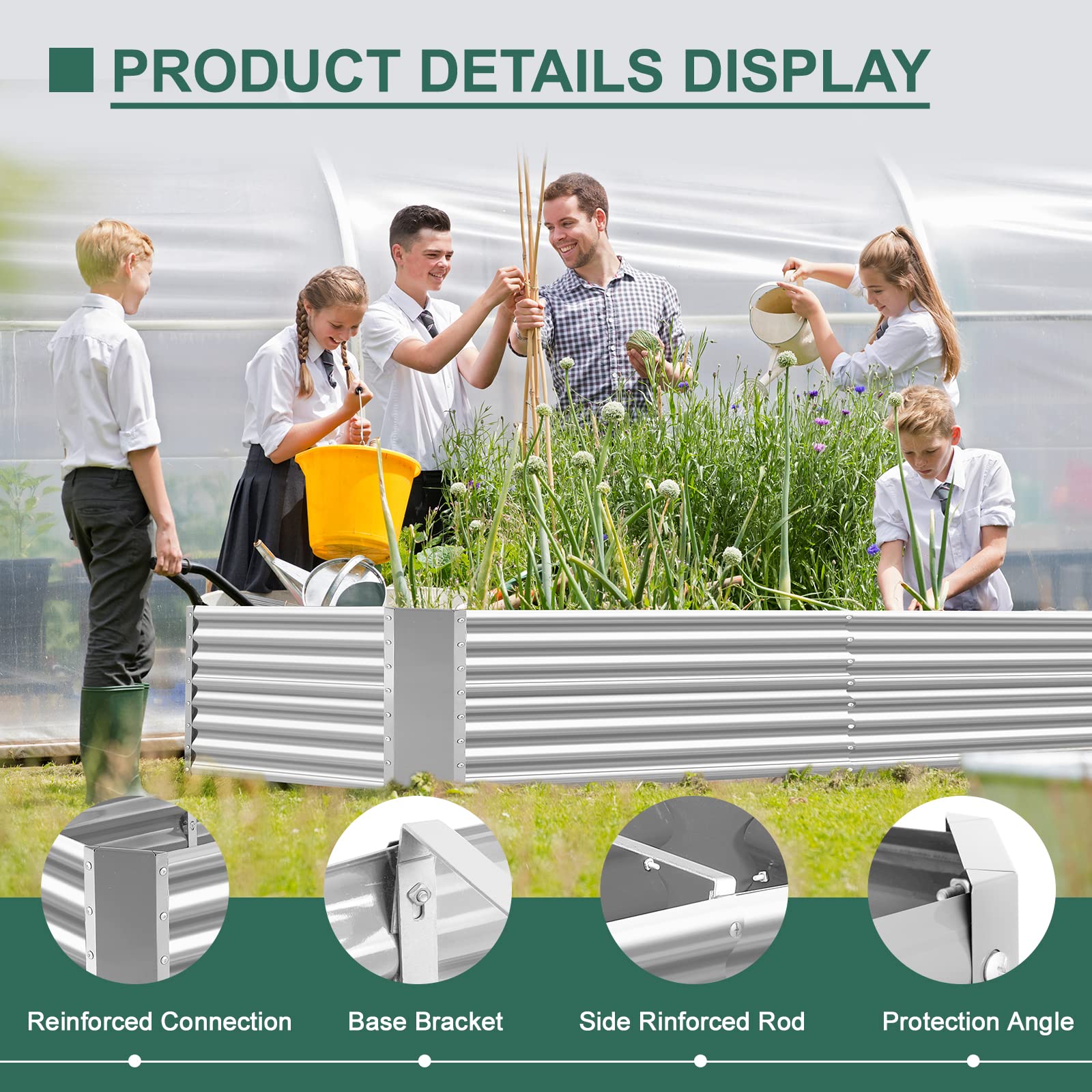 Land Guard reinforced cross-bars stabilize the bed for long-lasting use.