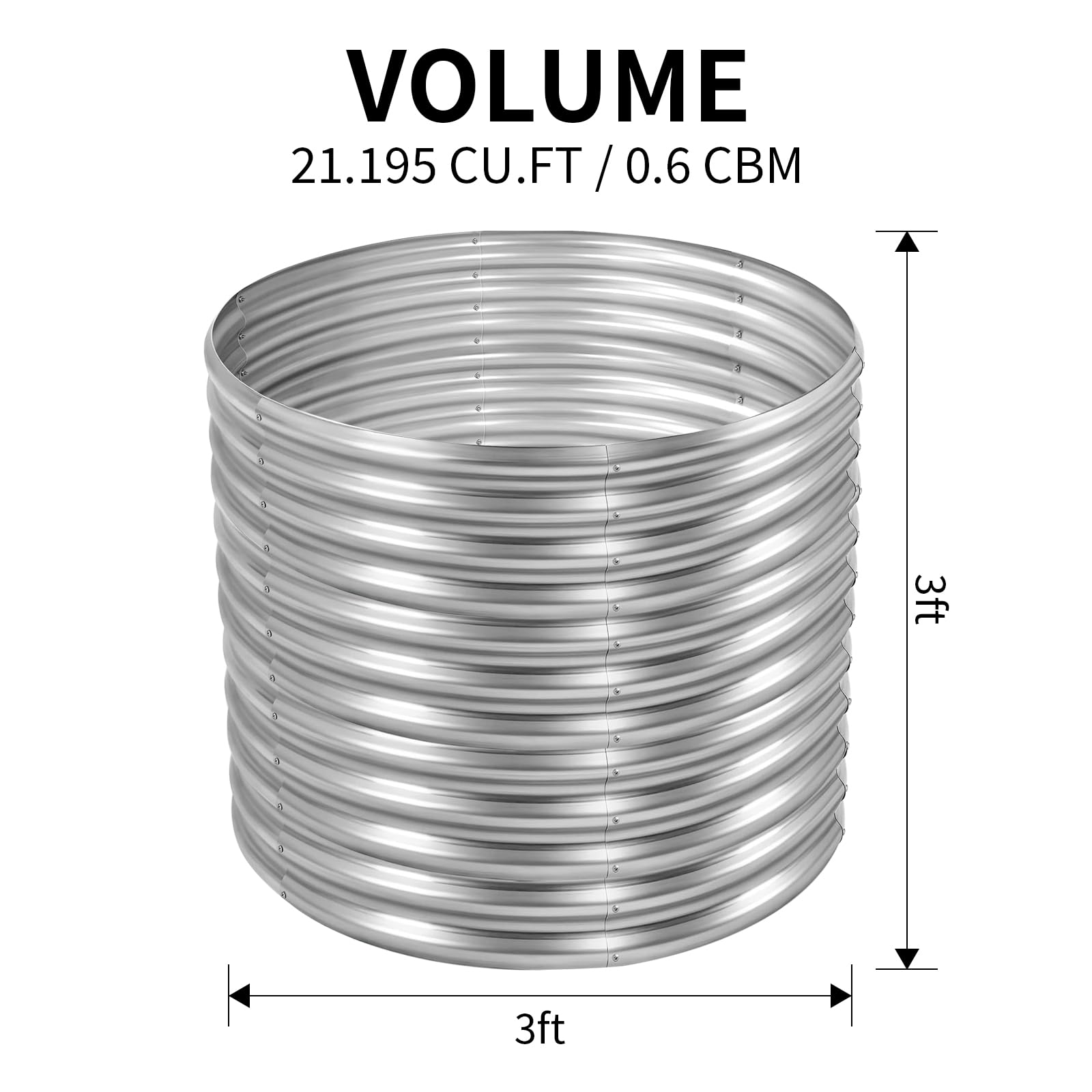 Land Guard round galvanized planter with open base for drainage