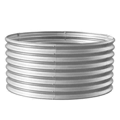 Land Guard round galvanized raised bed with open base and clean silhouette.