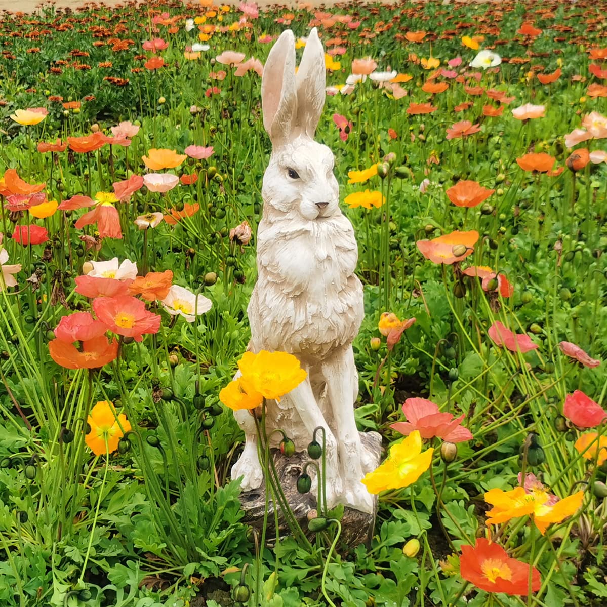 LANDCHY noble sitting rabbit 30in stands as garden focal point