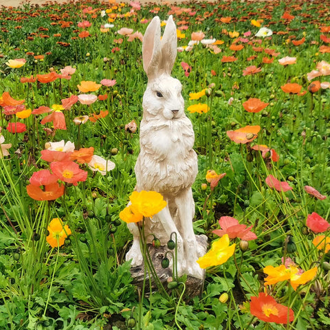 LANDCHY noble sitting rabbit 30in stands as garden focal point