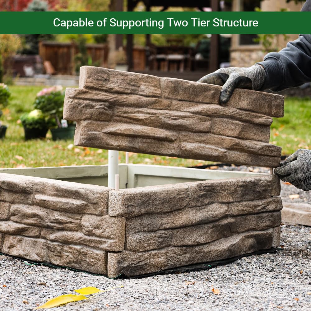 Landecor Ledgestones kit creates a ready-to-use raised bed quickly.