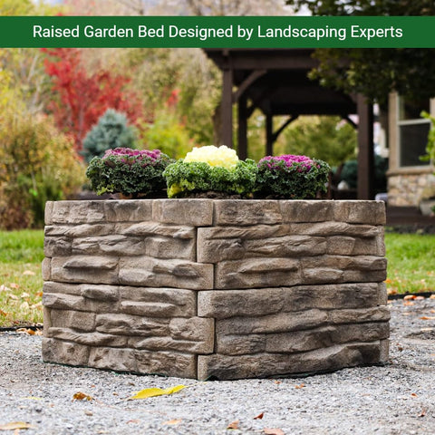 Landecor Ledgestones patented connection enables versatile bed shapes.