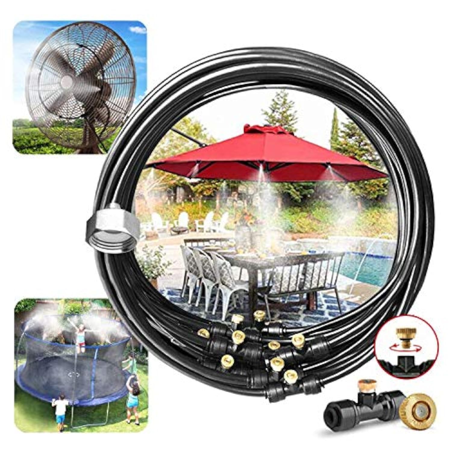 Landgarden misting system with 33ft hose for efficient outdoor cooling