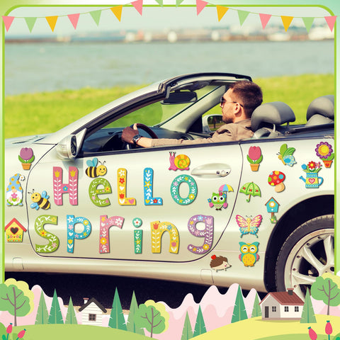 Landhoow garage door decor magnets transform entrances with cheerful spring vibes.