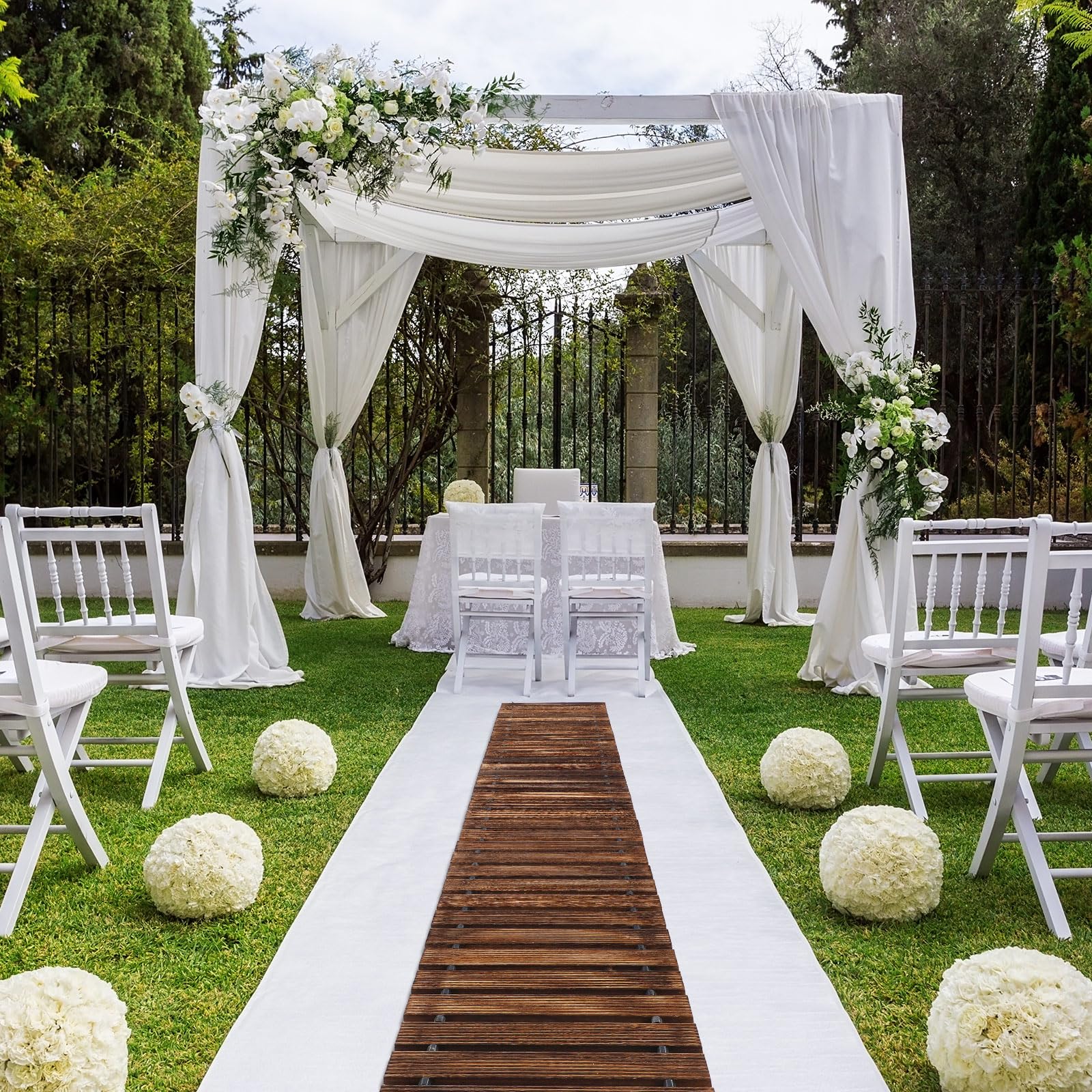 Landical 24ft garden pathway provides broad coverage for yard events.