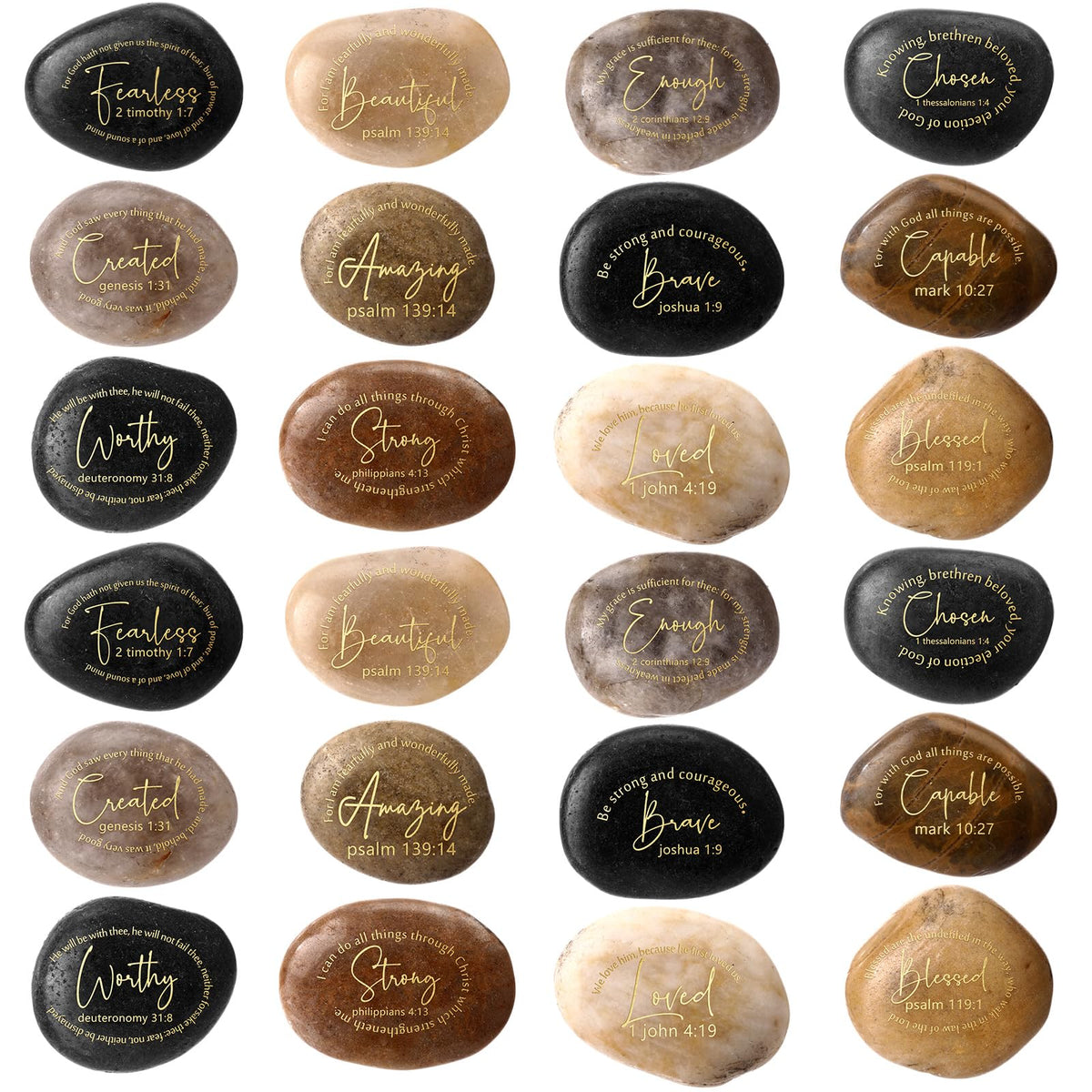 Landical Bible verses stones set for inspiring home and desk decor.