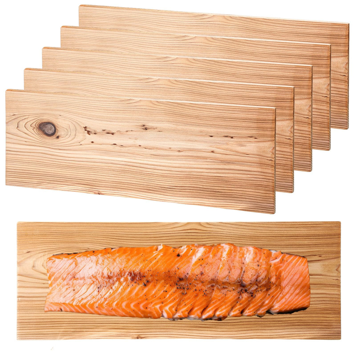Landical cedar planks used for salmon fillet on a 15x5.5 inch surface for even cooking