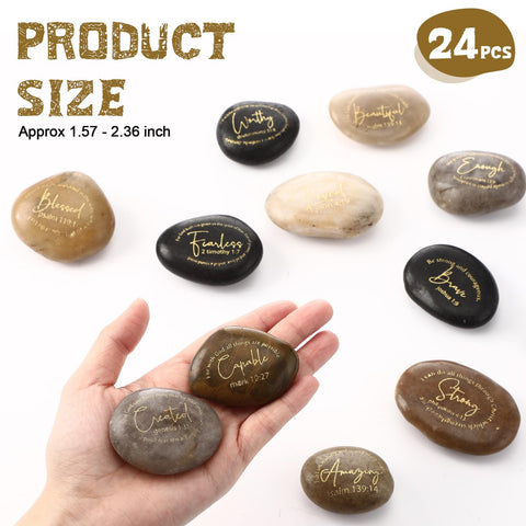 Landical engraved inspirational rocks showcasing motivational words for daily reflection.