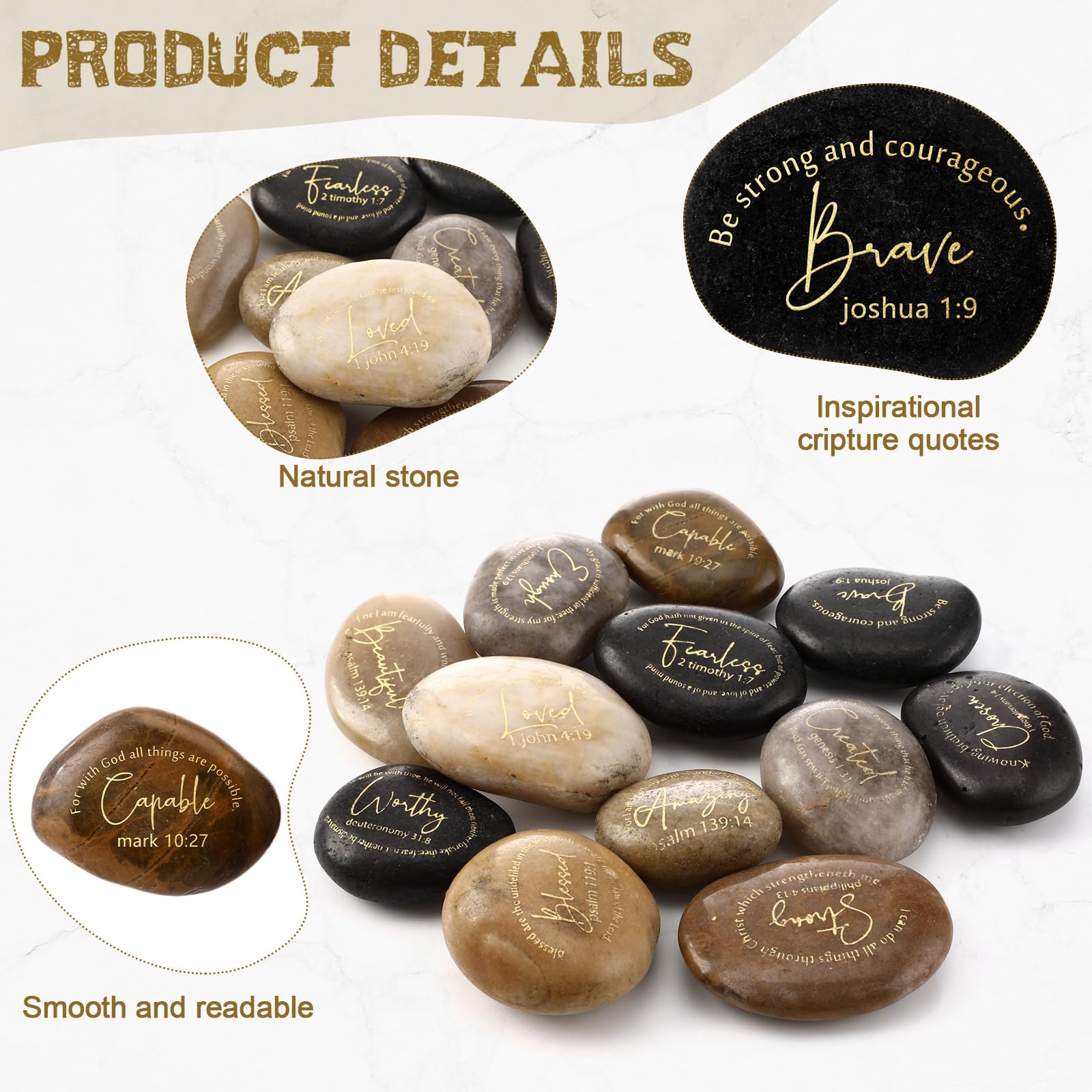 Landical gold ink engraving detail on stones for elegant decor