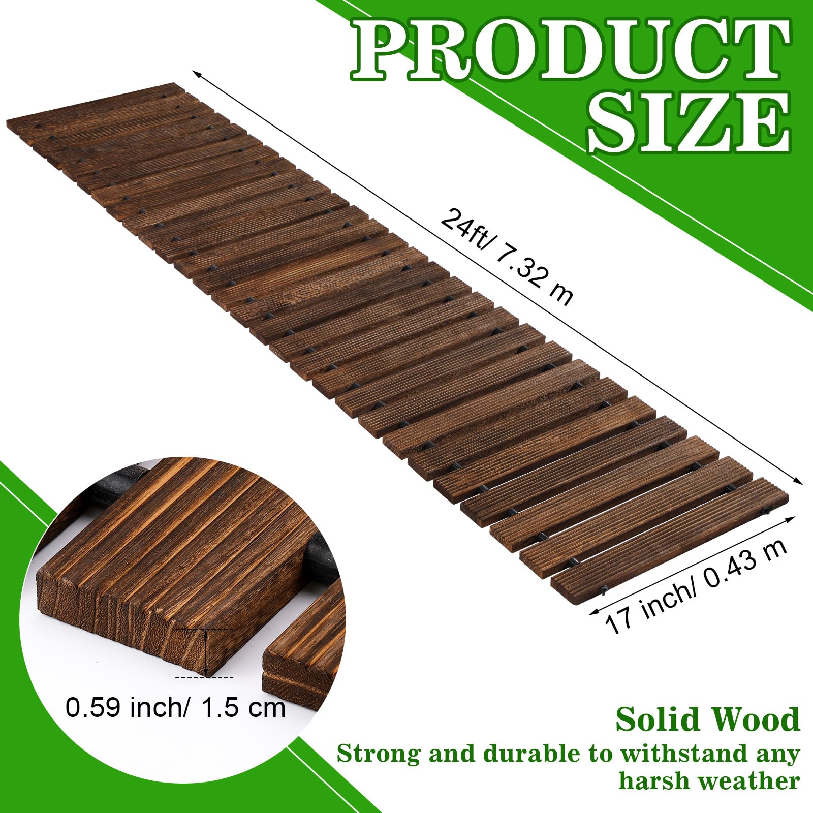 Landical non-slip cedar pathway boards demonstrate safety and durability.