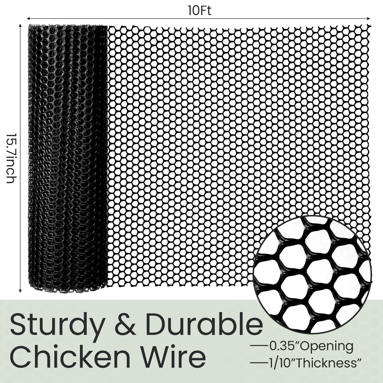 Landical black plastic mesh fence showing 15.7 inch width for easy DIY projects.