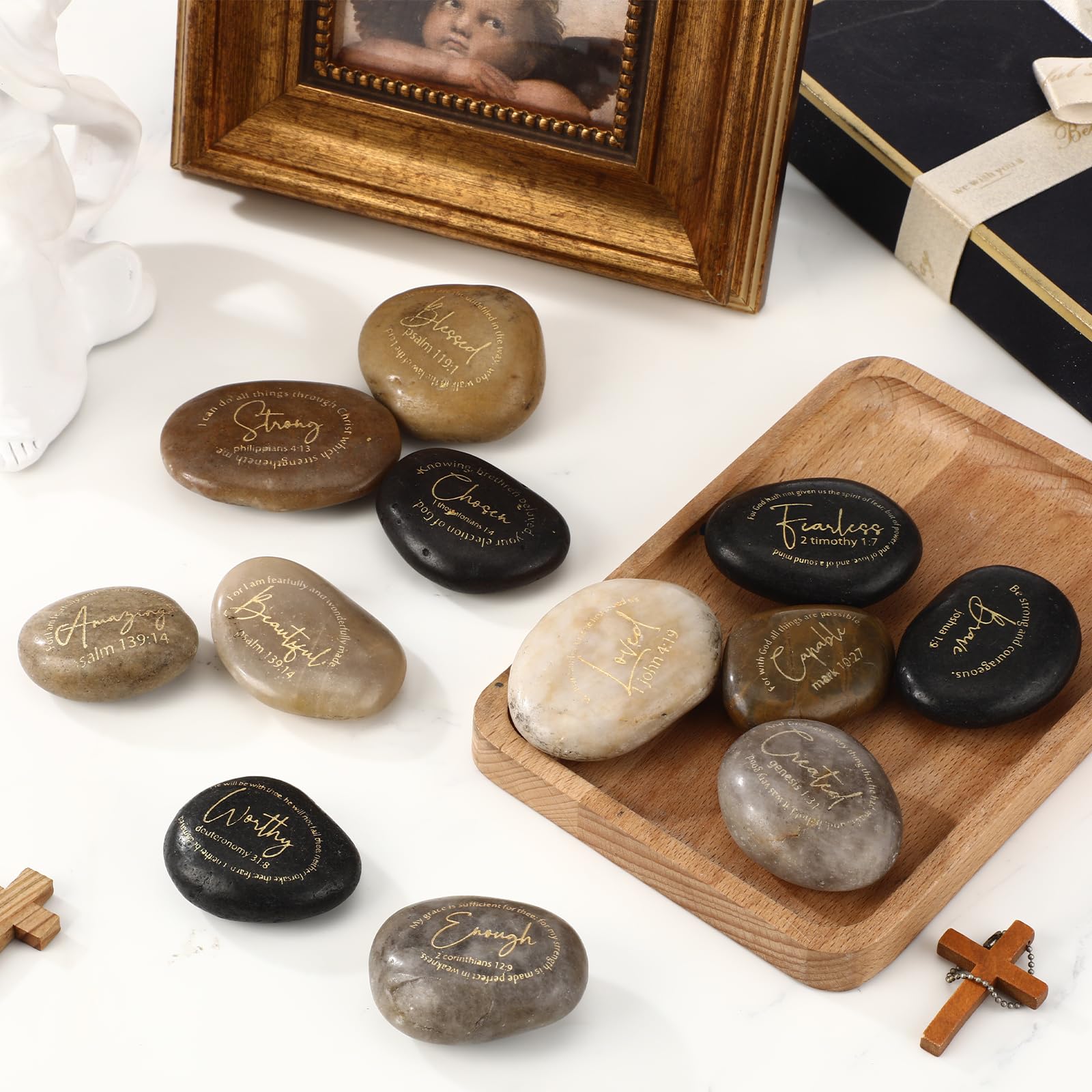 Landical varied stone sizes offering portable reminders and daily motivation