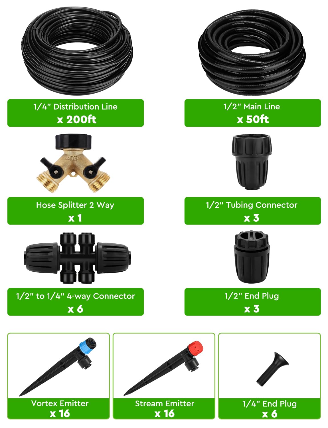 Landtouch 200ft 1/4 inch branch tubing extends reach for raised beds and greenhouse corners