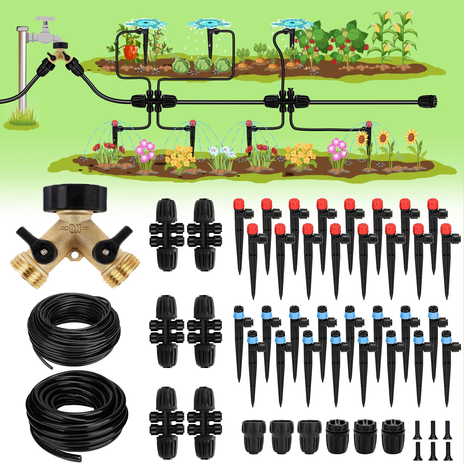 Landtouch 50ft main tube for drip irrigation delivers even moisture to large garden beds
