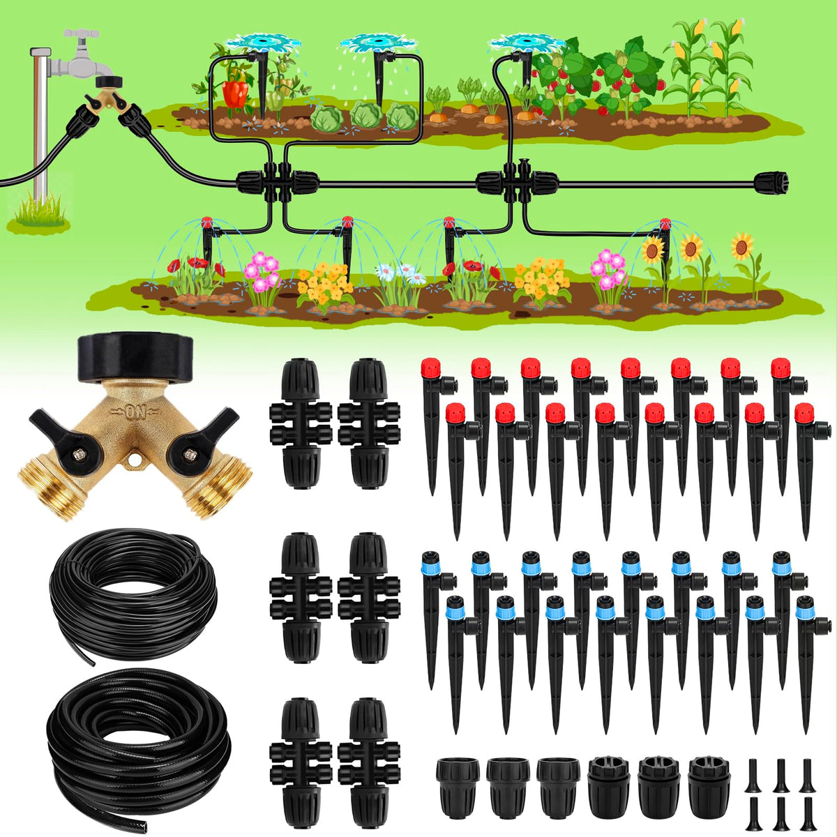 Landtouch 50ft main tube for drip irrigation delivers even moisture to large garden beds