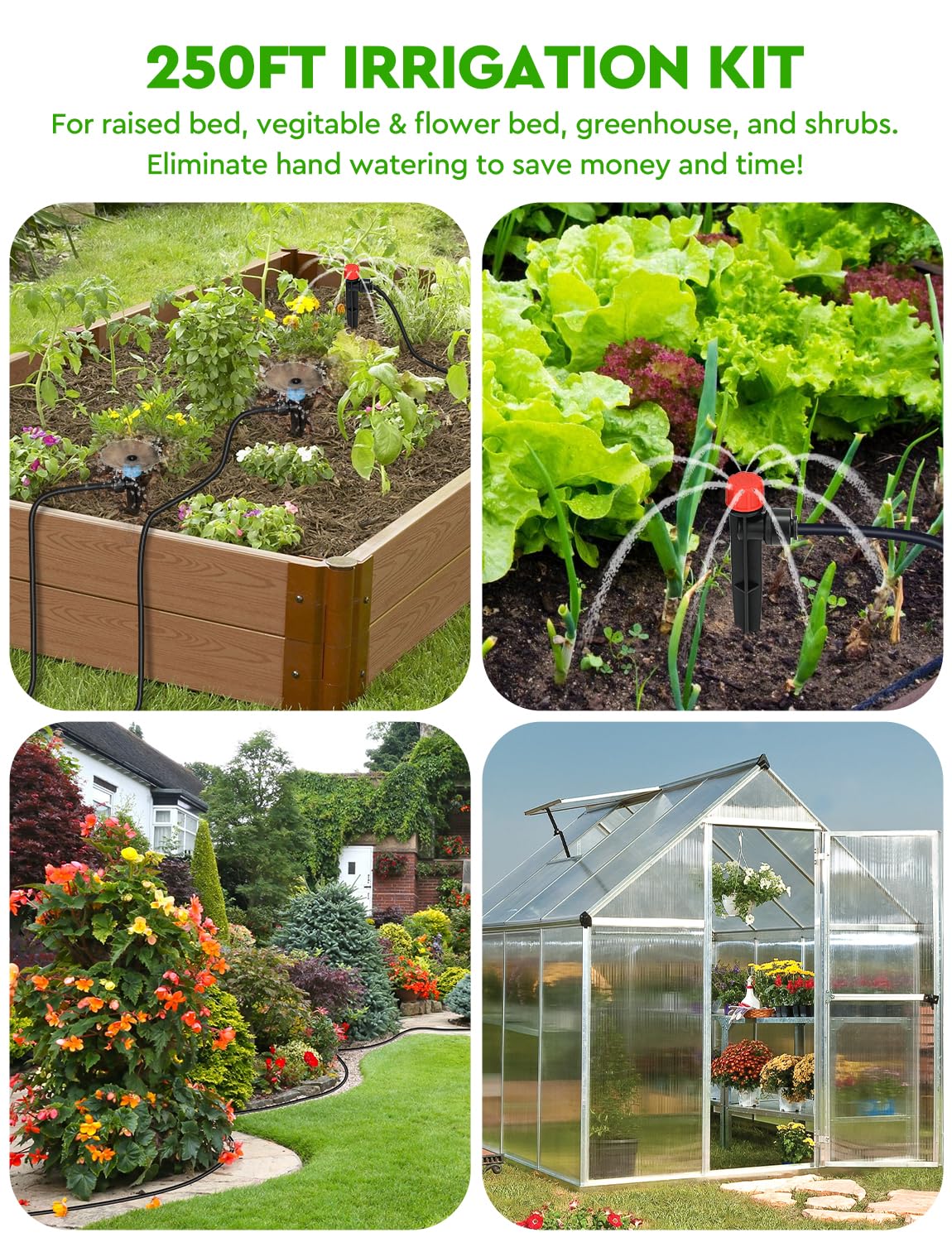 Landtouch irrigation system suits outdoor gardens, greenhouses, and raised beds with flexible setup