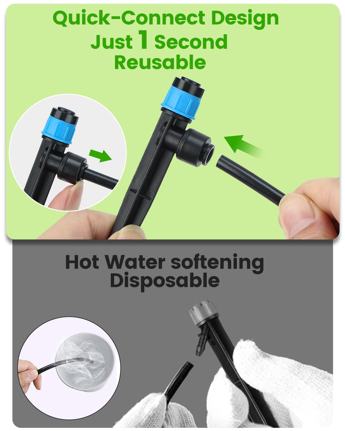 Landtouch quick-connect 1/4-inch fittings enable leak-free setup.