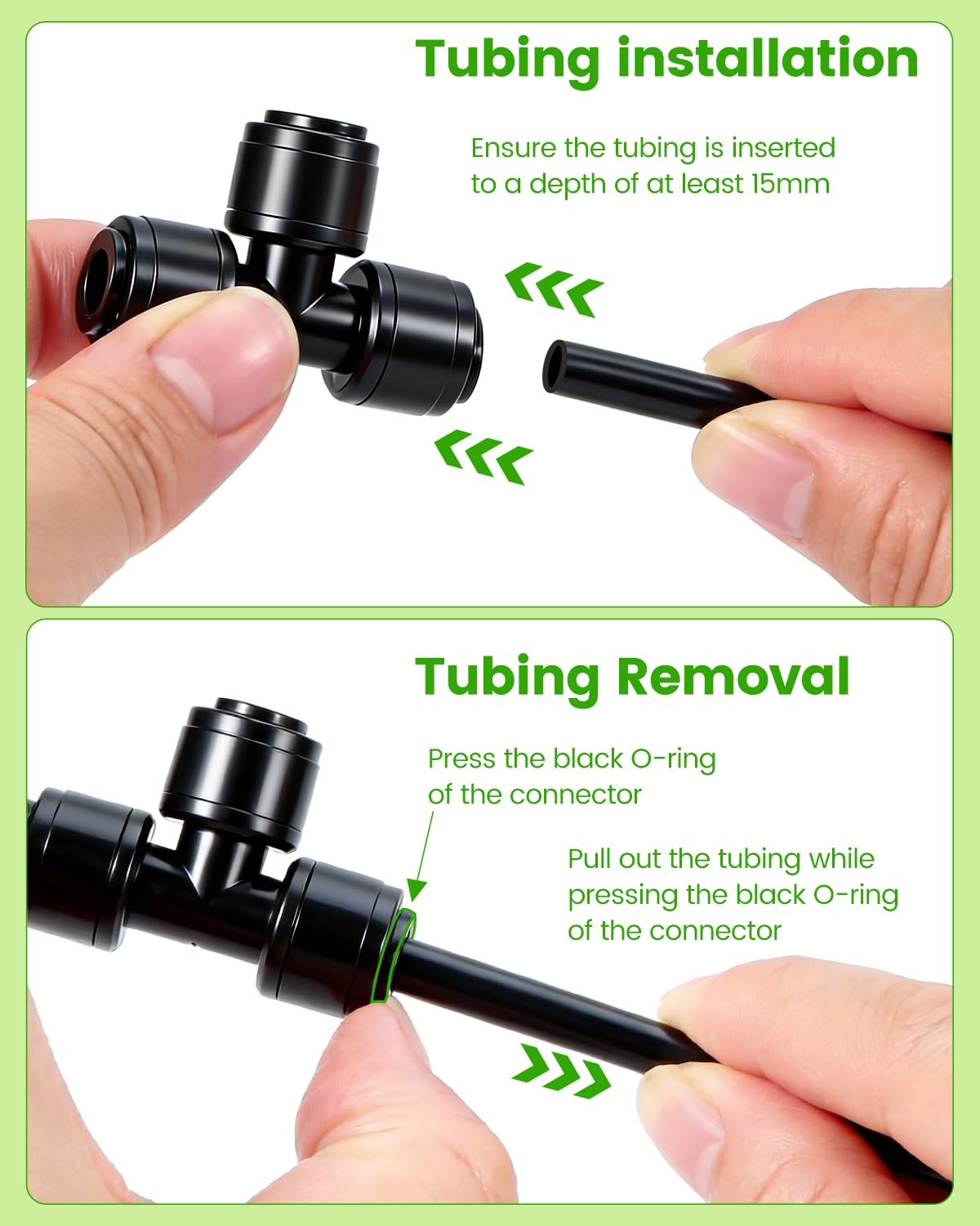 Landtouch quick-connect tee demonstrates tool-free disassembly for adjustments.