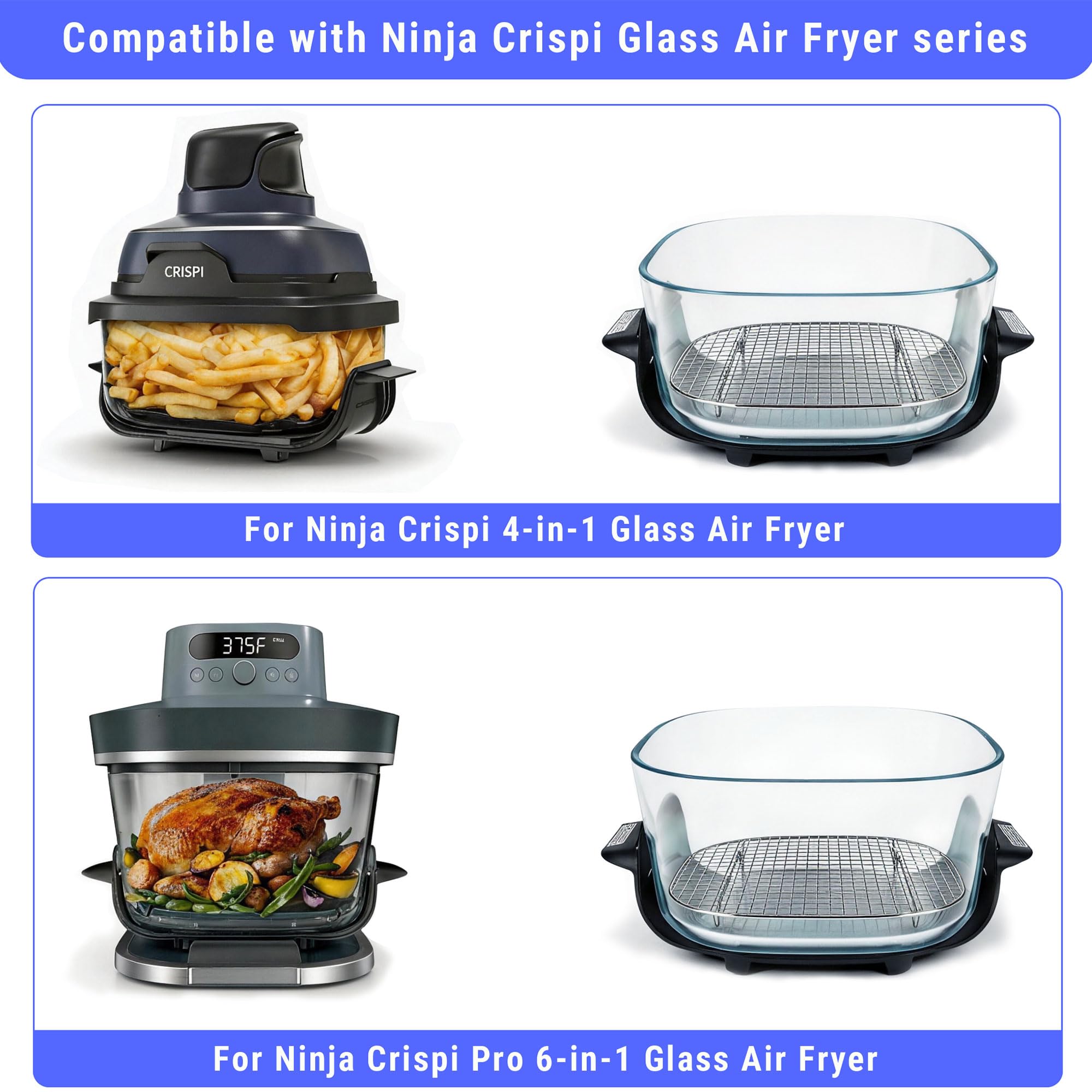 Lanejoy Crisper Rack fits Ninja Crispi 2.5qt glass containers for safe use
