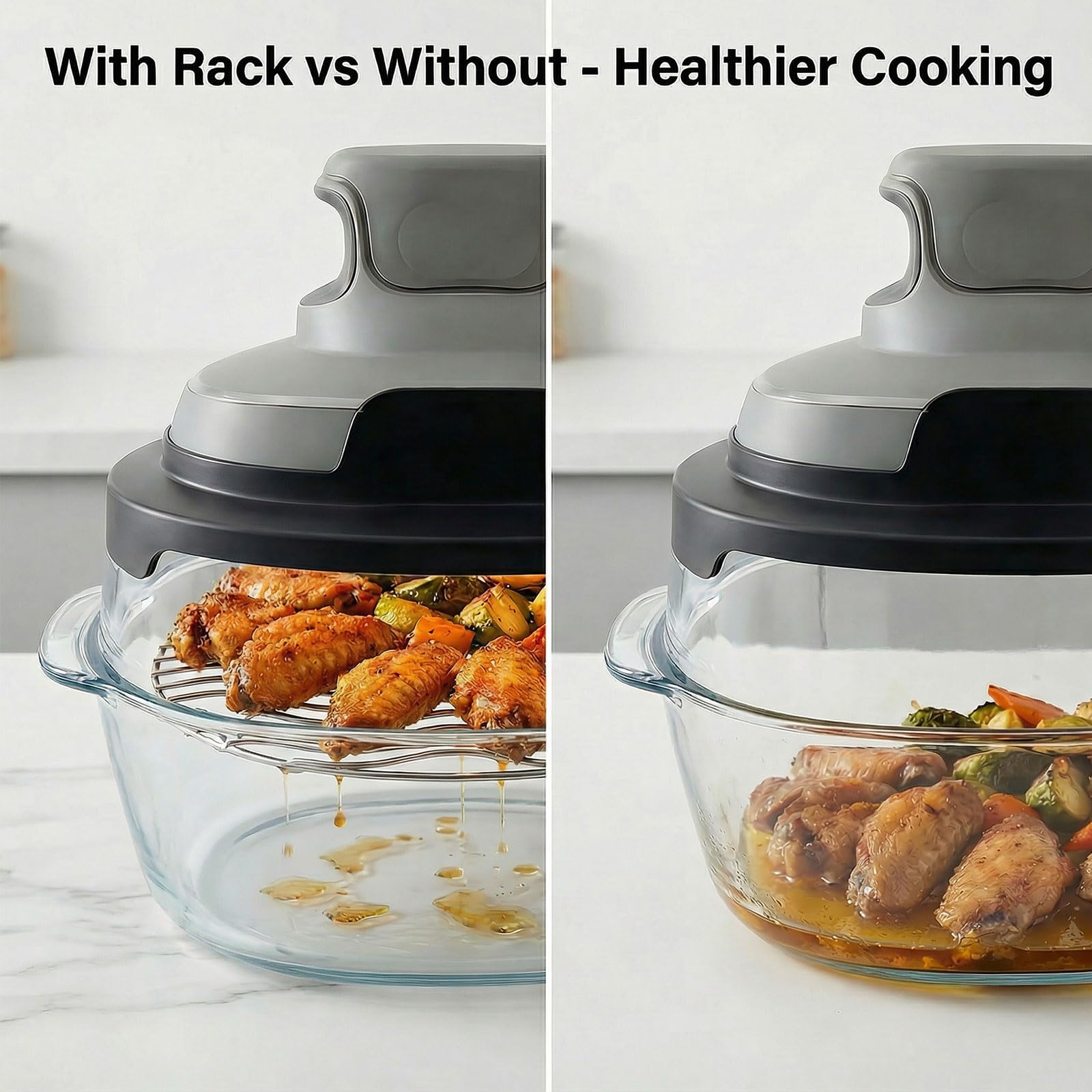 Lanejoy crisper rack with wavy design promotes extra crunch and even browning.