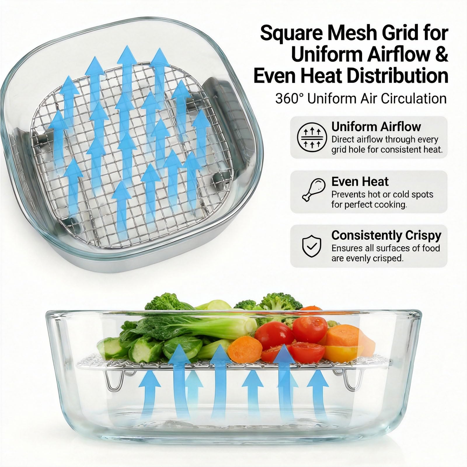 Lanejoy stainless steel crisper rack with mesh design