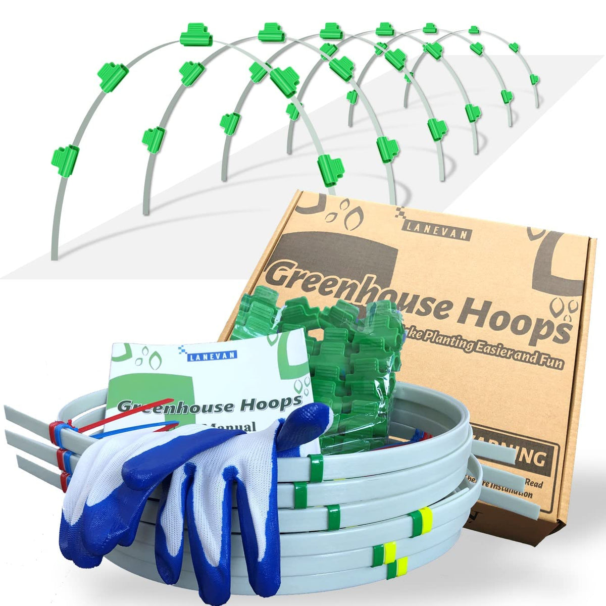 LANEVAN greenhouse hoops with 6.56ft length for quick, sturdy row cover support.