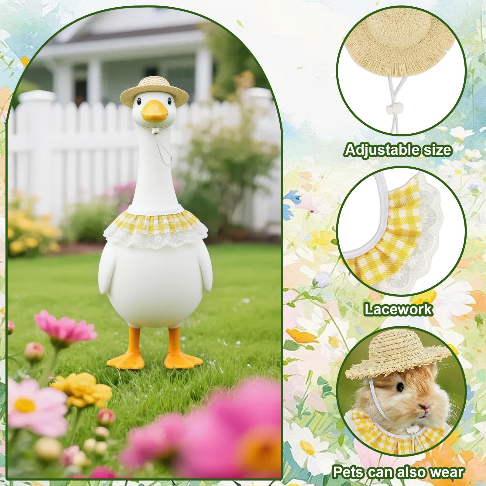 LANGFON goose outfit yellow lace scarf adds vintage charm to outdoor display