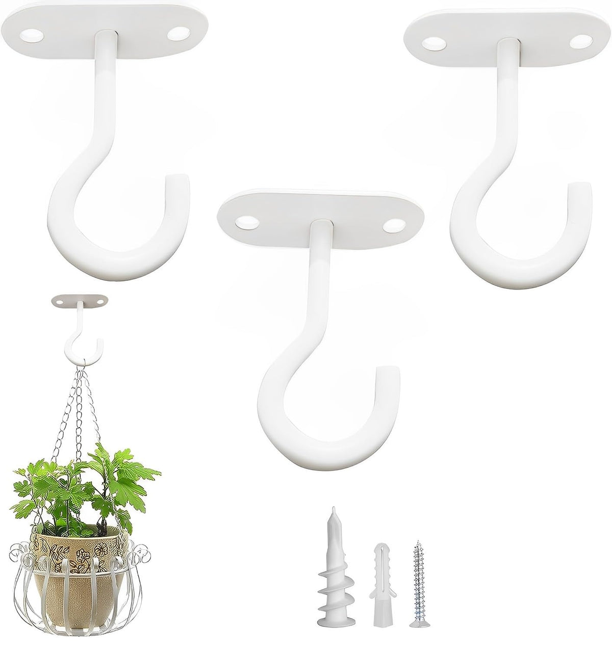 LangPu ceiling hook planter in white suspends indoor plants with clean finish