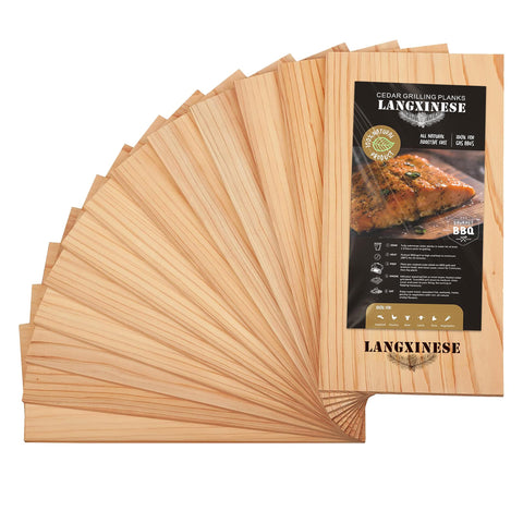 Langxinese cedar planks for salmon deliver even cooking and smoky aroma.