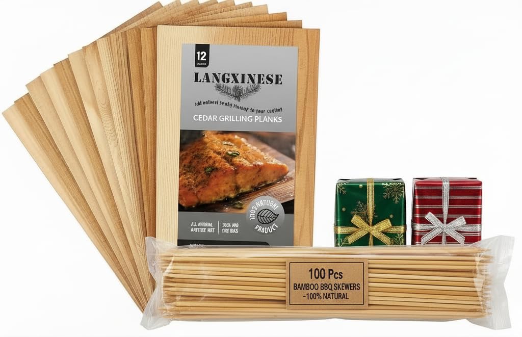 Langxinese cedar plank set for salmon grilling with rich aroma.