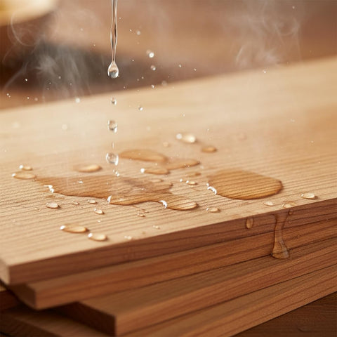 Serving suggestions with cedar planks for seafood and vegetables.