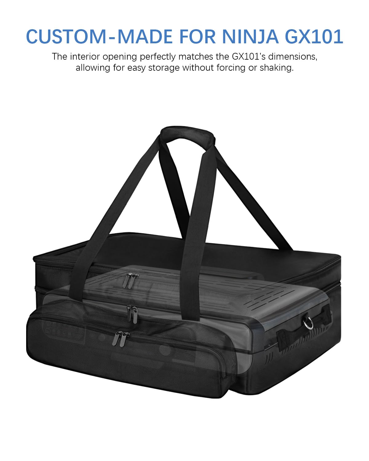 LANGZIHT Ninja Sizzle Pro XL GX101 carrying bag top lid pocket for plates.