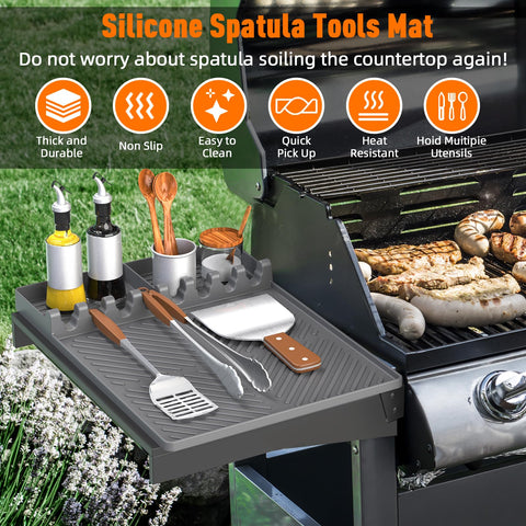 lanlw silicone griddle tools mat with eight slots holds spatulas neatly