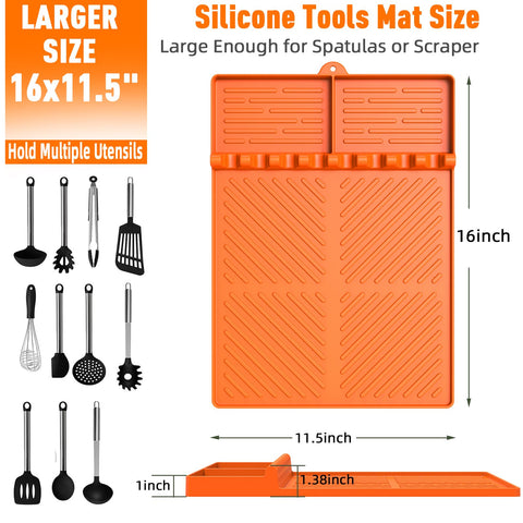 lanlw mat with eight slots neatly holds spatulas and tools within easy reach.