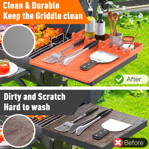 lanlw silicone mat protects countertops from heat and spills during busy cookouts.