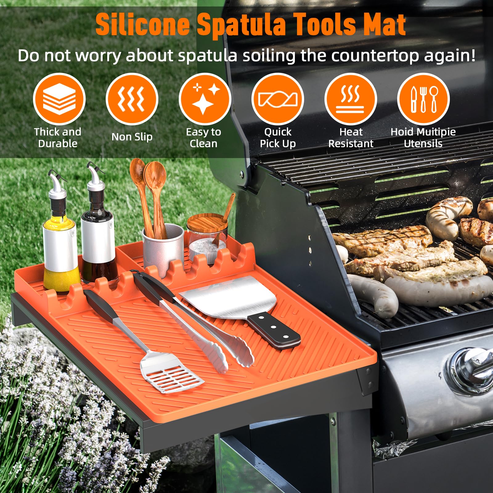 lanlw orange drip pad catches grease, simplifying cleanup on prep surfaces.