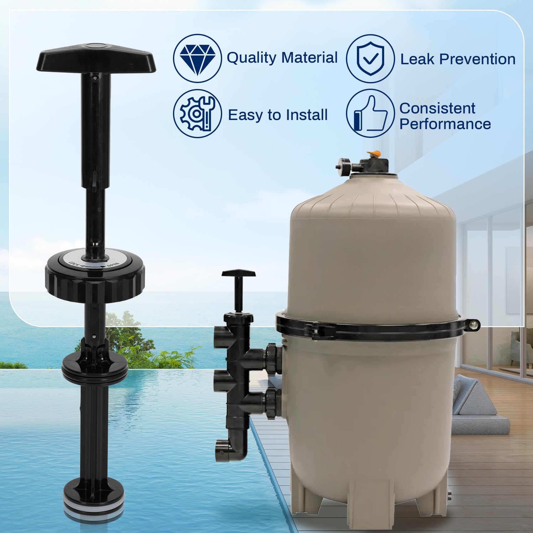 2-inch backwash valve and handle from Lanmun for durable operation.