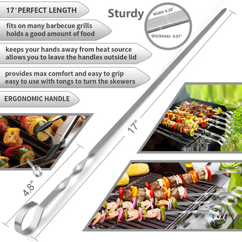 LANNEY skewers with angled tips prevent spinning while loading.