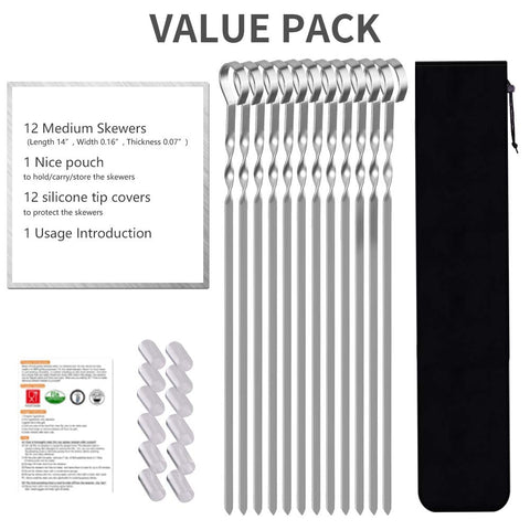 LANNEY 12-pack with tip covers and storage pouch for organized grill sessions