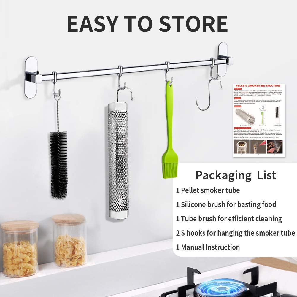 LANNEY portable 12-inch smoke tube set for outdoor cooking on the go