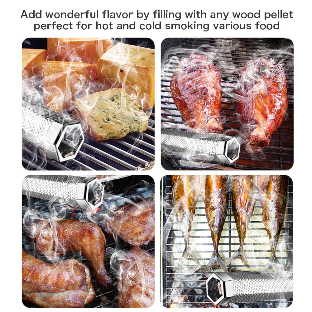 LANNEY smoke tube fits electric, gas, charcoal, and pellet grills for versatile smoking