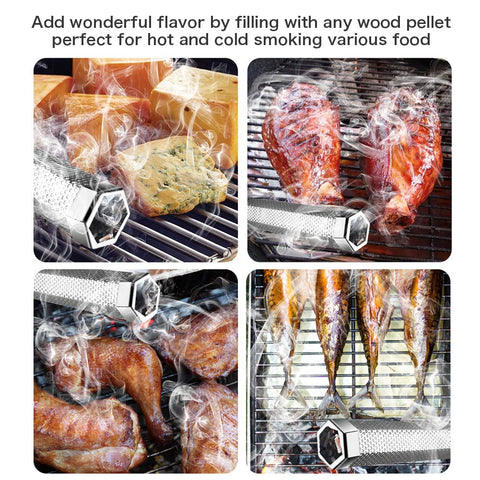 LANNEY smoke tube fits electric, gas, charcoal, and pellet grills for versatile smoking