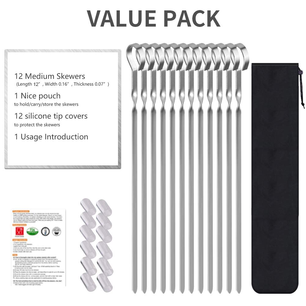 LANNEY storage pouch ships with 12-pack skewers for organized grilling.