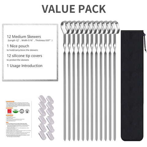 LANNEY storage pouch ships with 12-pack skewers for organized grilling.