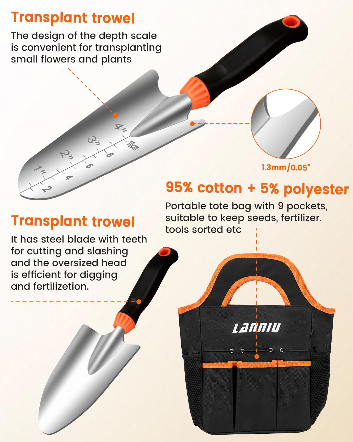 LANNIU transplanter with comfortable grip aiding precise seedling planting.