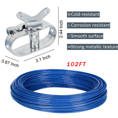 LanPool 102ft braided cable blue designed for durable pool cover tension
